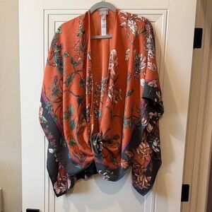 Chico's Floral Orange and Black Wrap